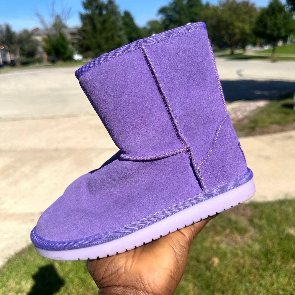 Koolaburra by UGG Victoria Purple Suede Faux Fur Lined Boots Big Kids Size 1